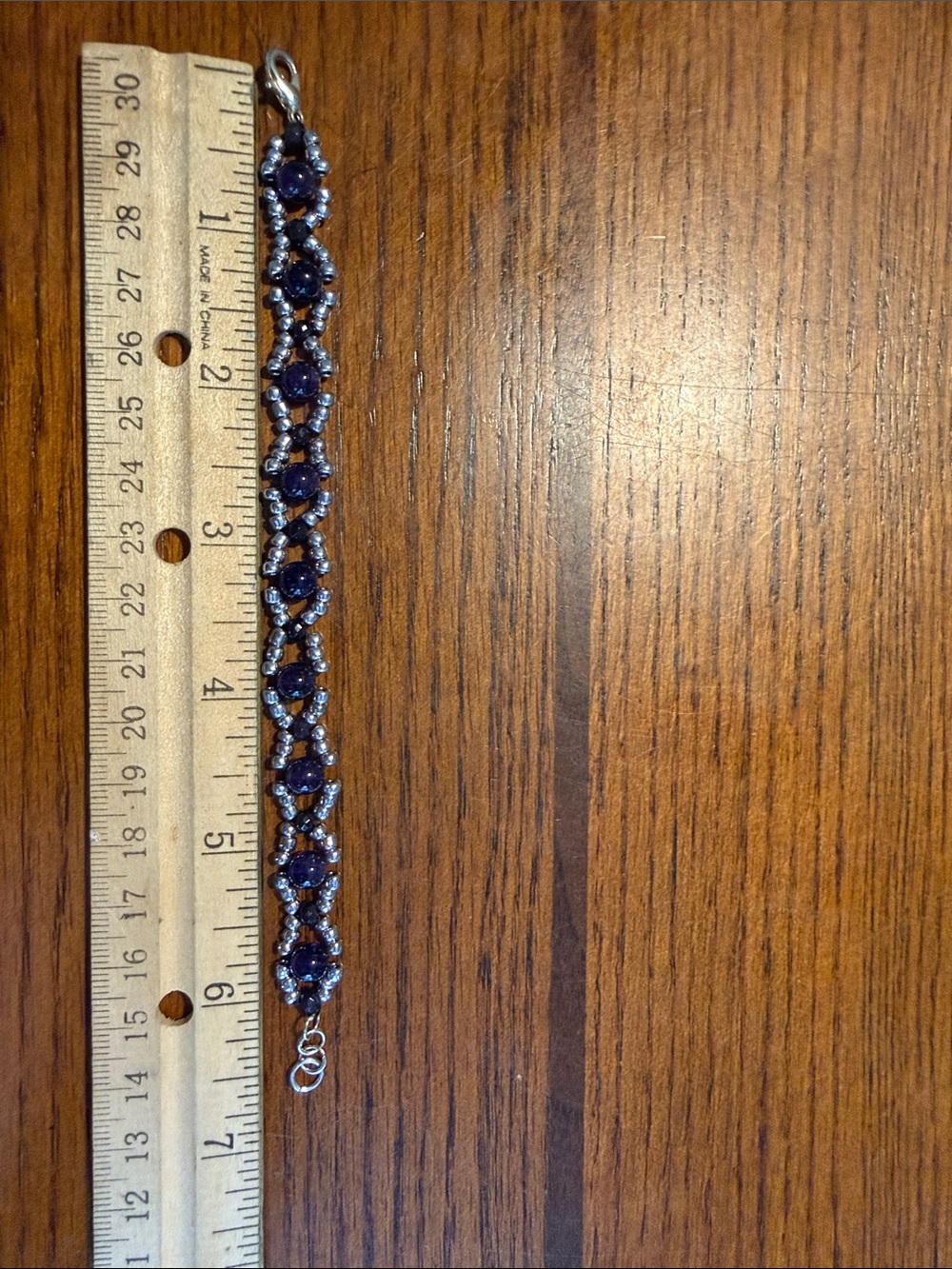 Amethyst silver beaded bracelet